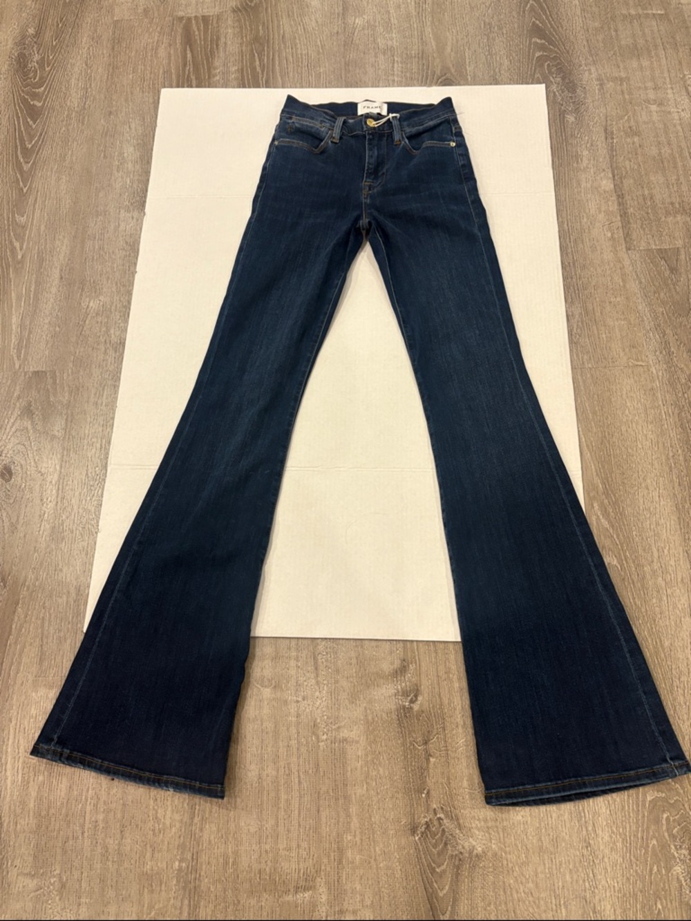NWT Frame Denim Dark Indigo High-Rise Flare Jeans Size 24 - Picture 8 of 16